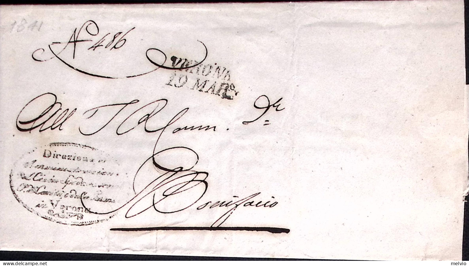 1841-LOMBARO-VENETO Verona SI (19.3) U Piego - 1. ...-1850 Prephilately