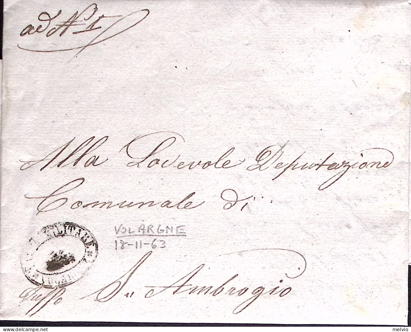 1863-LOMBARDO-VENETO VOLARGNE (18.11) Su Lettera Completa Di Testo - Lombardije-Venetië