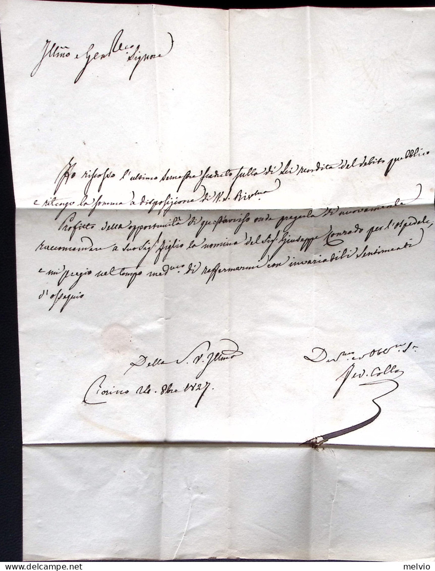 1827-SARDEGNA Torino SI (24.10) Su Lettera Completa Di Testo - 1. ...-1850 Prefilatelia