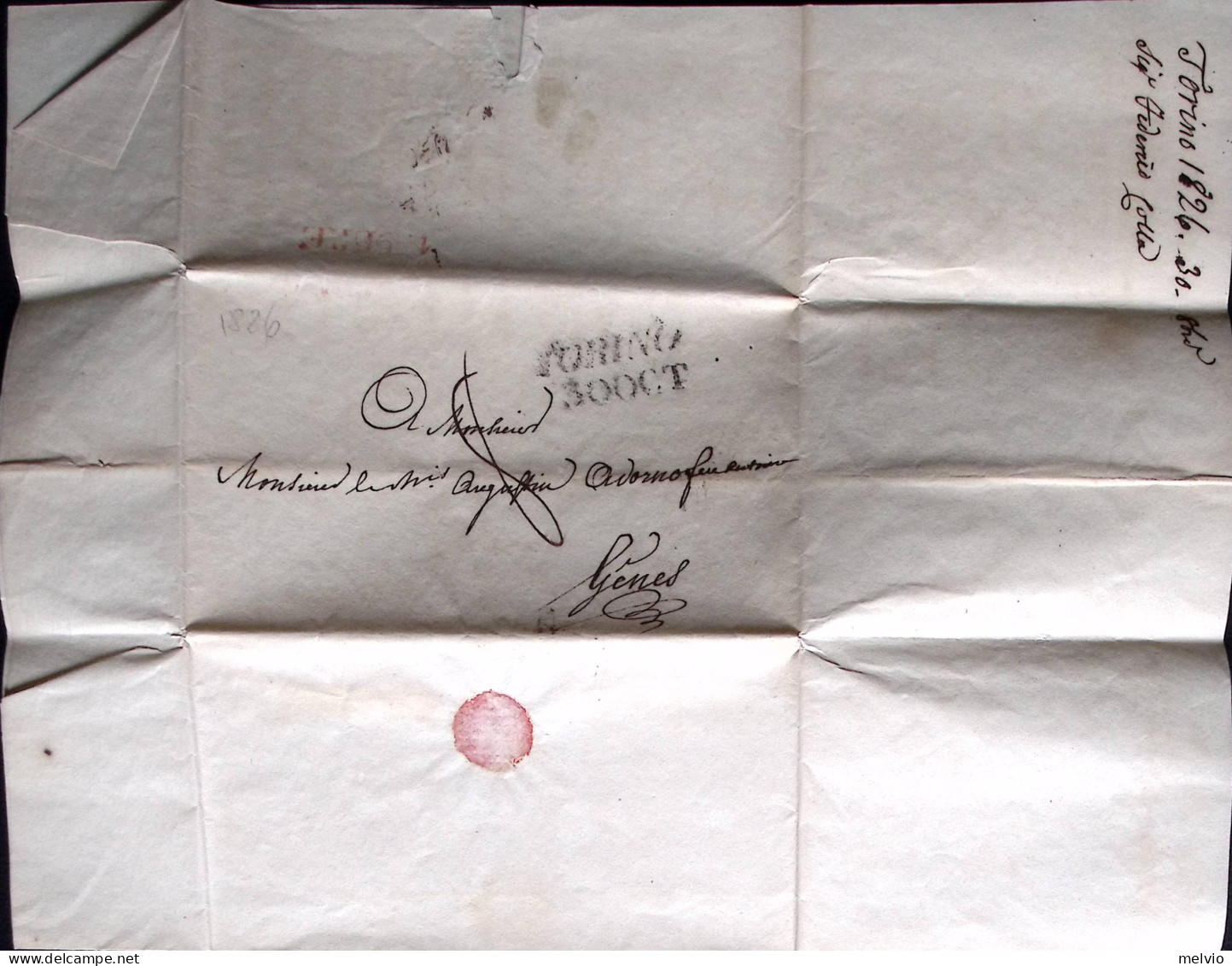 1826 SARDEGNA Torino SD (30.10) Su Lettera Completa Di Testo - 1. ...-1850 Prefilatelia
