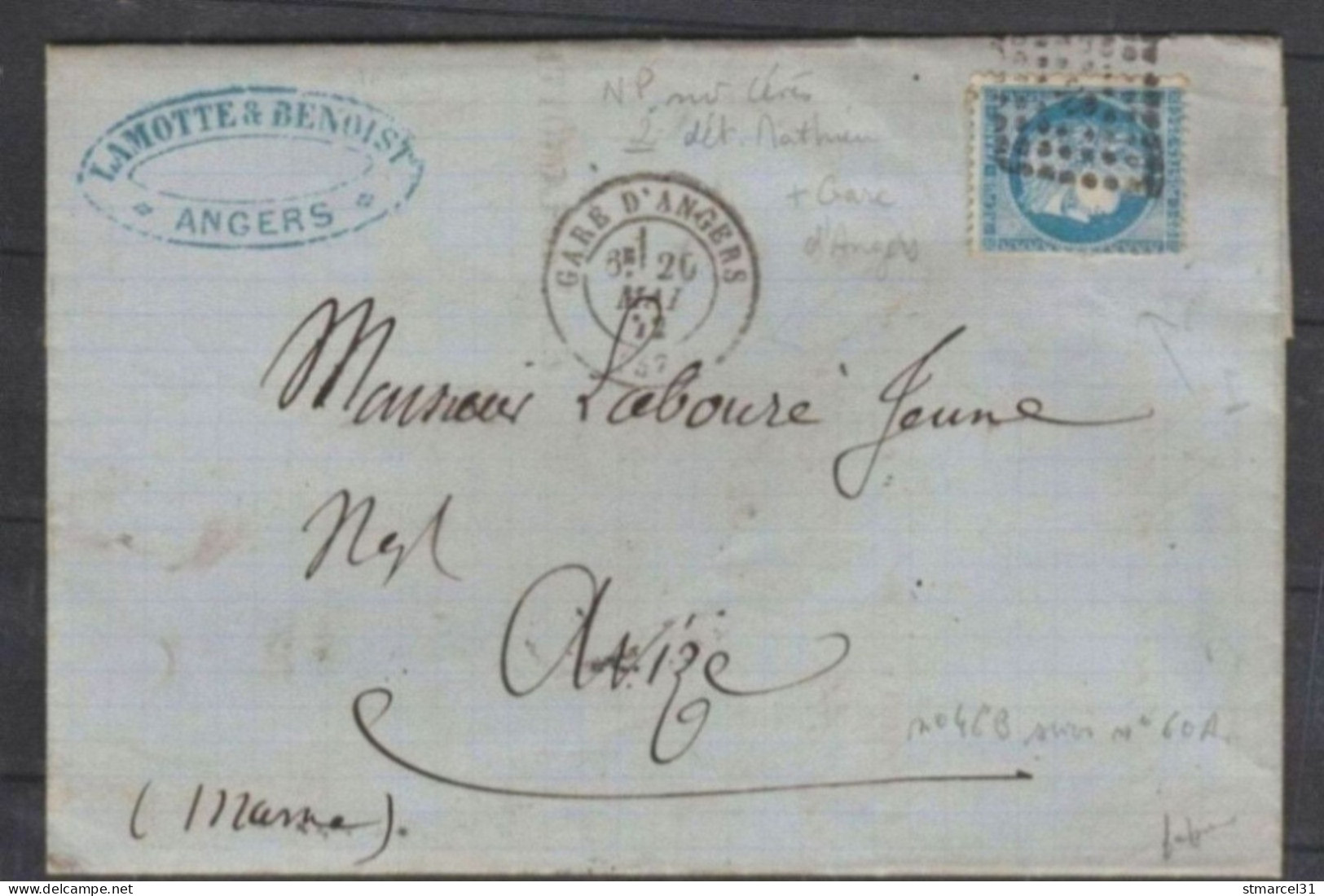 UNIQUE JAMAIS VUE N°60A Collé Sur Un N°46B Neuf(*) - 1870 Emission De Bordeaux