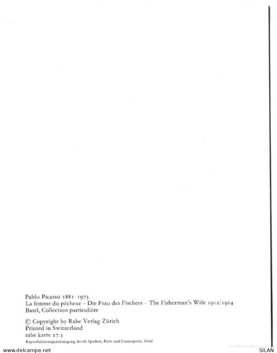 Postal Picasso, Díptico La Mujer Del Pescador, Impresa En Suiza / Carte Postale Picasso, Diptyque La Femme Du Pêcheur - Malerei & Gemälde