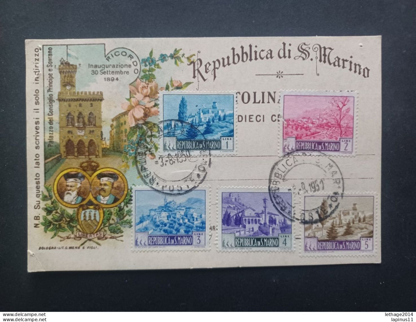 SAN MARINO FIRST DAY COVER RARA 1949 SERIE PAESAGGI - Covers & Documents