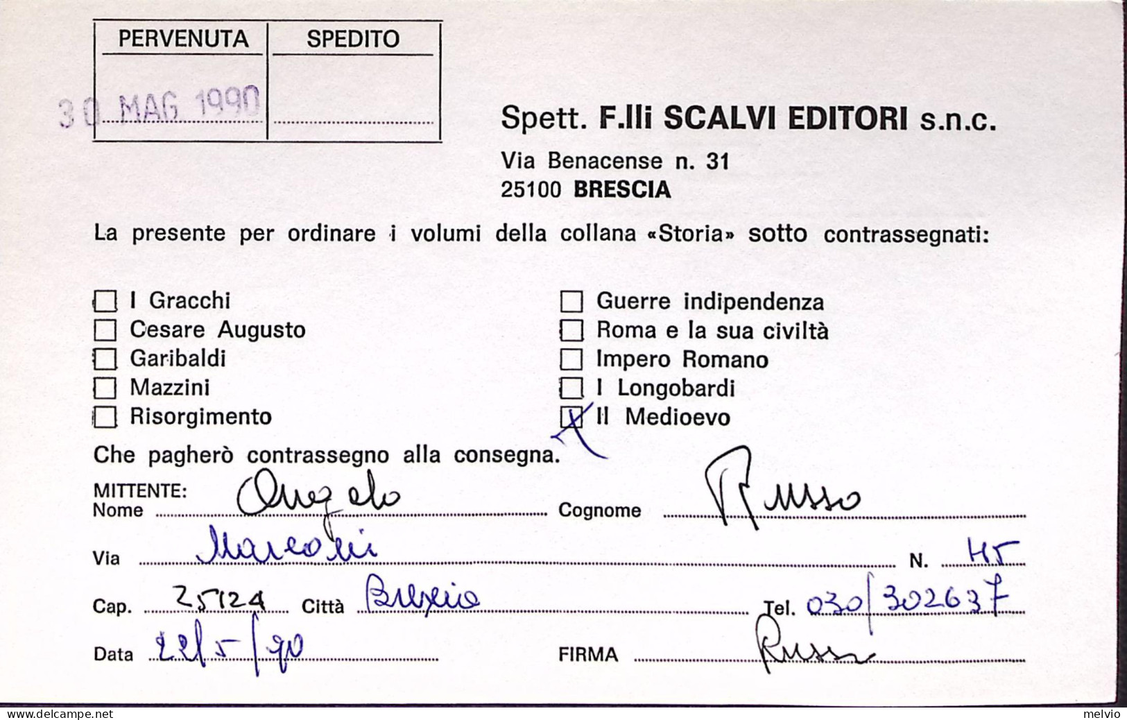 1990-MONDIALI CALCIO Lire 450 U.S.A. Isolato Su Cedola Commissione Libraria - 1981-90: Marcophilie