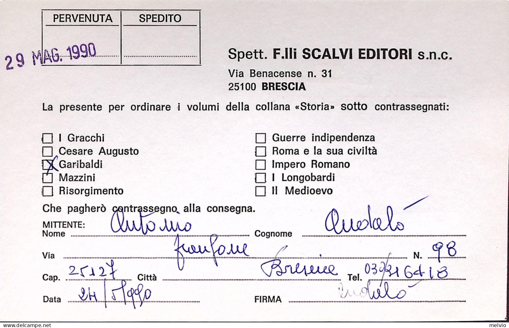 1990-MONDIALI CALCIO Lire 450 Cecoslovacchia Su Cedola Commissione Libraria Bres - 1981-90: Marcophilie