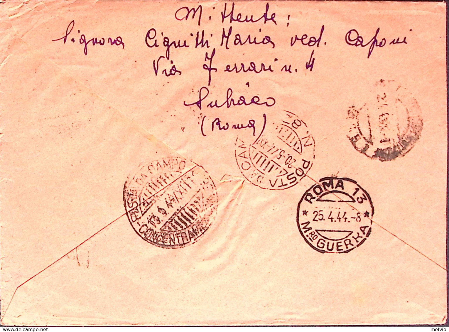 1944-R.S.I. CONCENTRAMENTO Posta Da Campo N.5600 C.2 (1.7) In Transito E Posta D - Poststempel