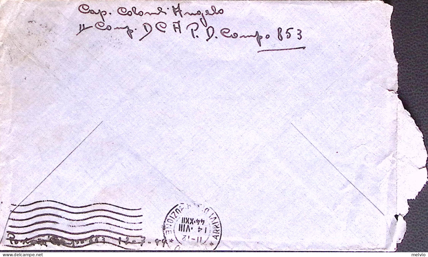 1944-R.S.I. P.d.C. N.853 Manoscritto Al Verso Di Busta Affrancata Imperiale Sopr - Weltkrieg 1939-45