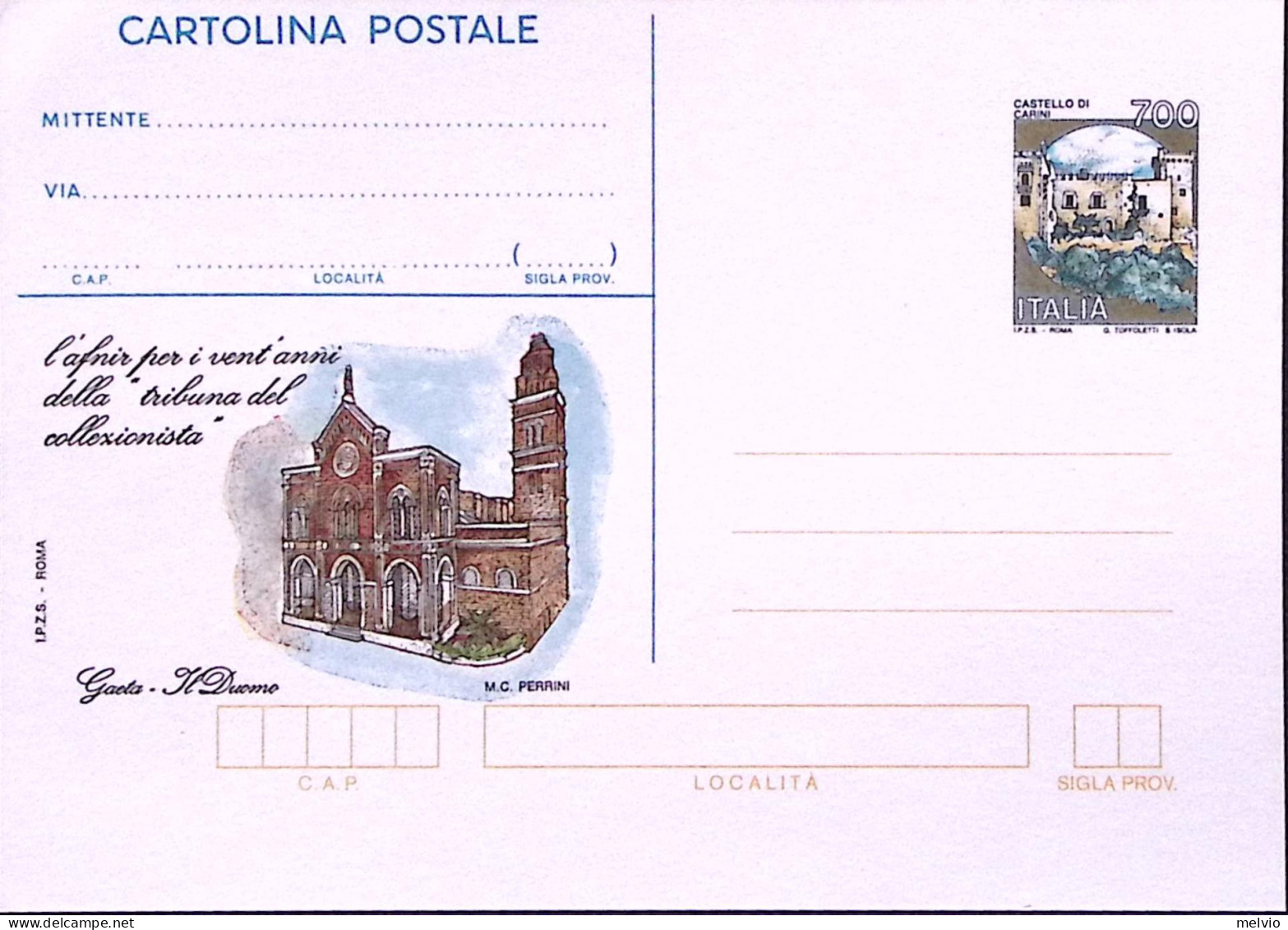 1993-Cartolina Postale Sopr. IPZS La Tribuna Del Collezionista, Nuova - Interi Postali