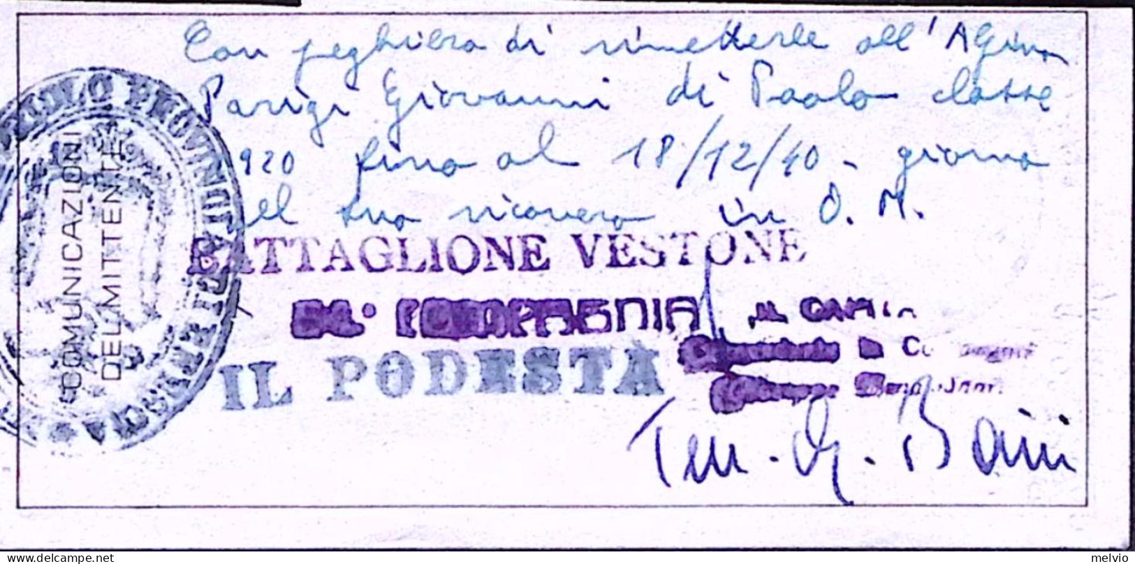 1941-Posta Militare/n.201 C.2 (6.5) Su Polizzino Vaglia - Weltkrieg 1939-45