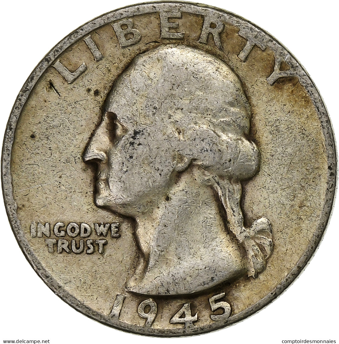 États-Unis, Washington Quarter, Quarter, 1945, Philadelphie, TB, Argent, KM:164 - 1932-1998: Washington