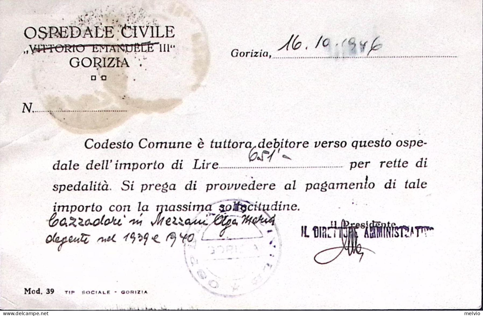 1946-A.M.G.-V.G. Imperiale Sovrastampata Lire 1 E 2 Su Cartolina, Gorizia (17.10 - Marcofilía