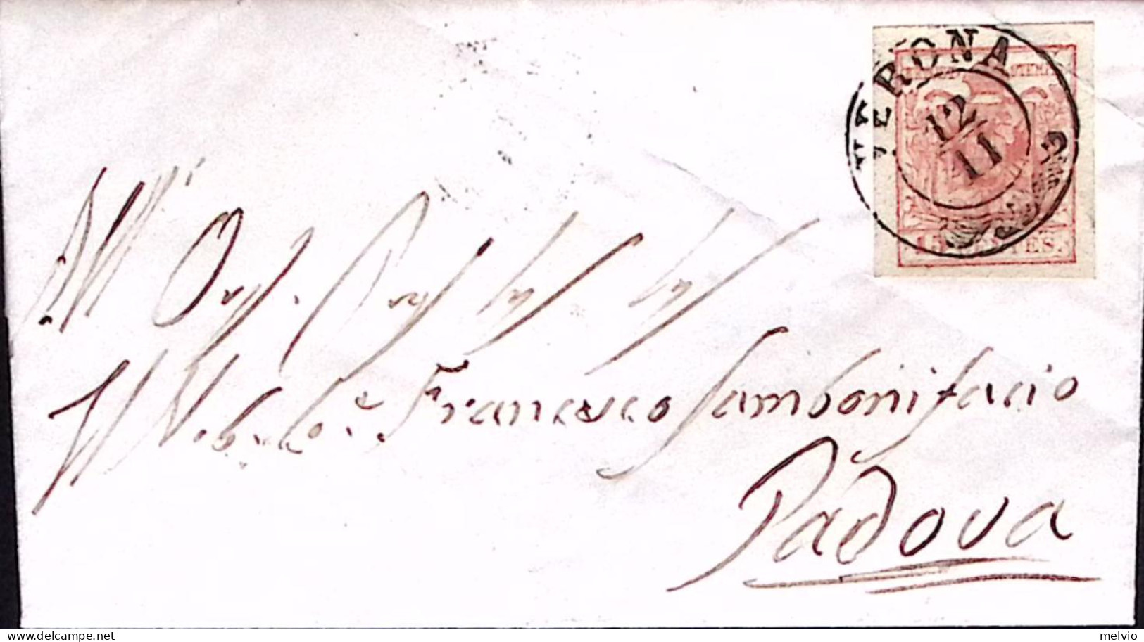 Lombardo Veneto-1852 15c. Ottimi Margini, Su Lettera Completa Di Testo, Verona ( - Lombardy-Venetia
