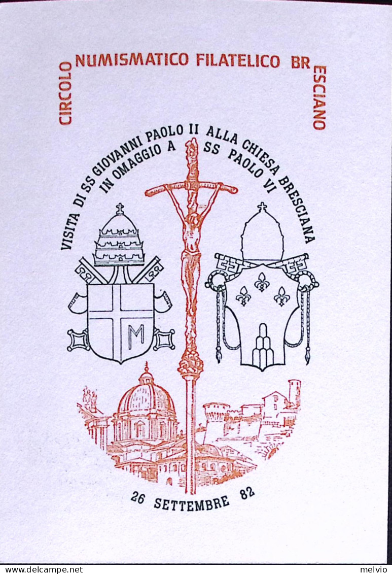 1982-BRESCIA Visita Giovanni Paolo II^annullo Speciale(26.9) Su Cartolina Postal - 1981-90: Storia Postale