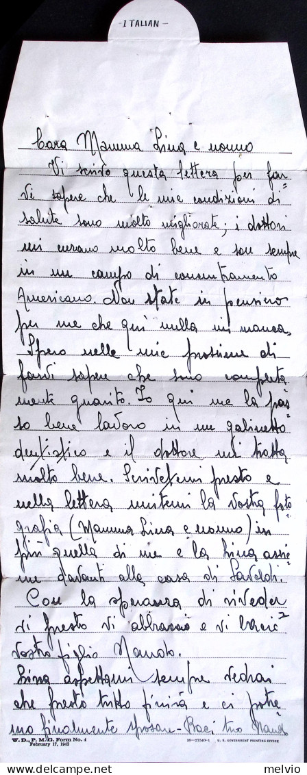 1945-P.O.W. CAMP LORDSBURG Manoscritto Al Verso Di Biglietto Franchigia Da Prigi - Weltkrieg 1939-45