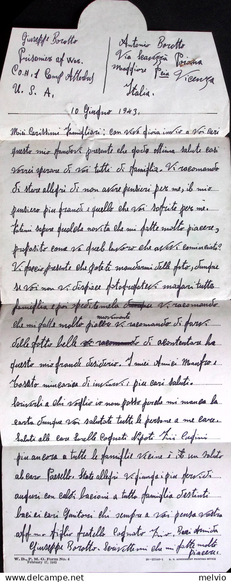 1943-P.O.W. CAMP ATTERBURY Manoscritto Al Verso E All'interno Di Biglietto Franc - Weltkrieg 1939-45