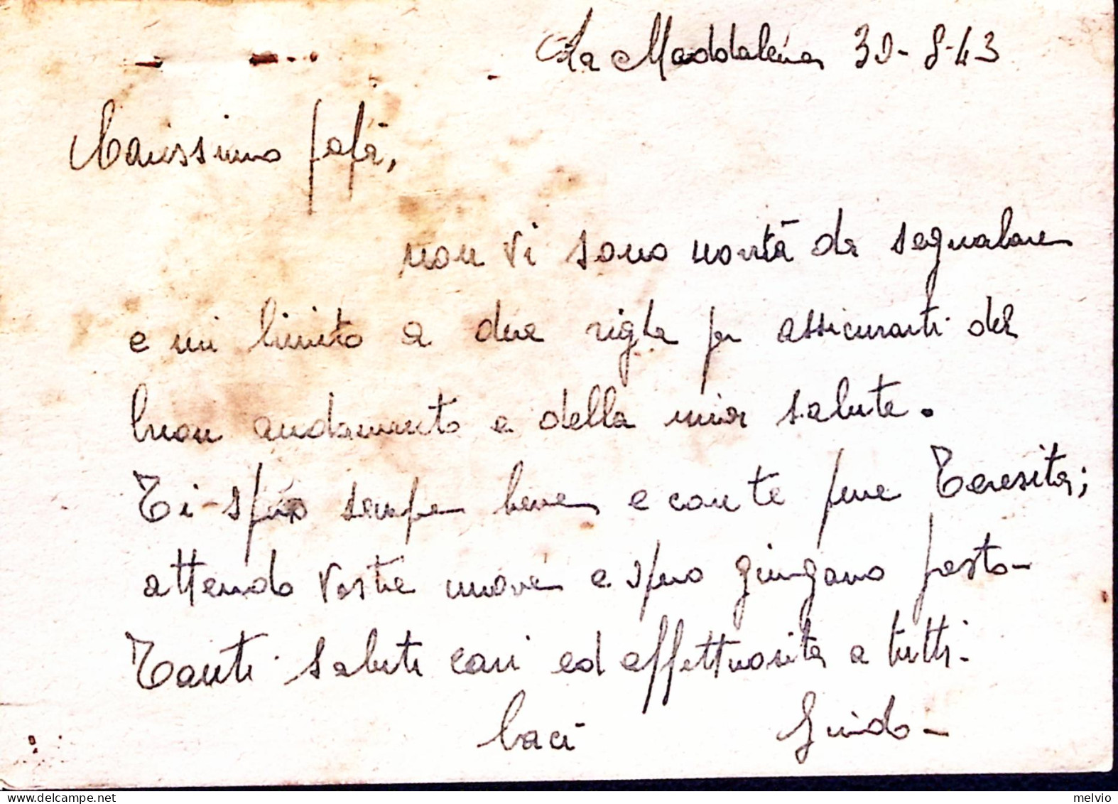 1943-DIFESA M.M. La Maddalena Manoscritto Su Cartolina Postale Vinceremo C.15 +  - Weltkrieg 1939-45