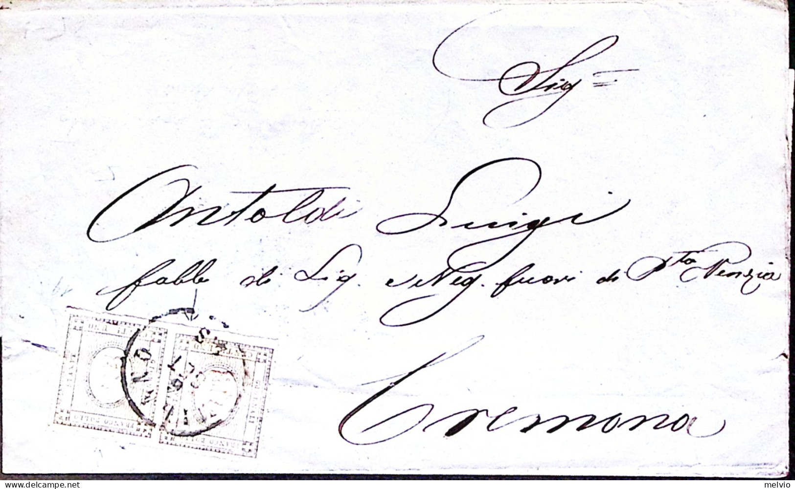 1863-FRANCOBOLLO PER STAMPE Coppia C.1 Su Stampato Milano (6.9) - Storia Postale