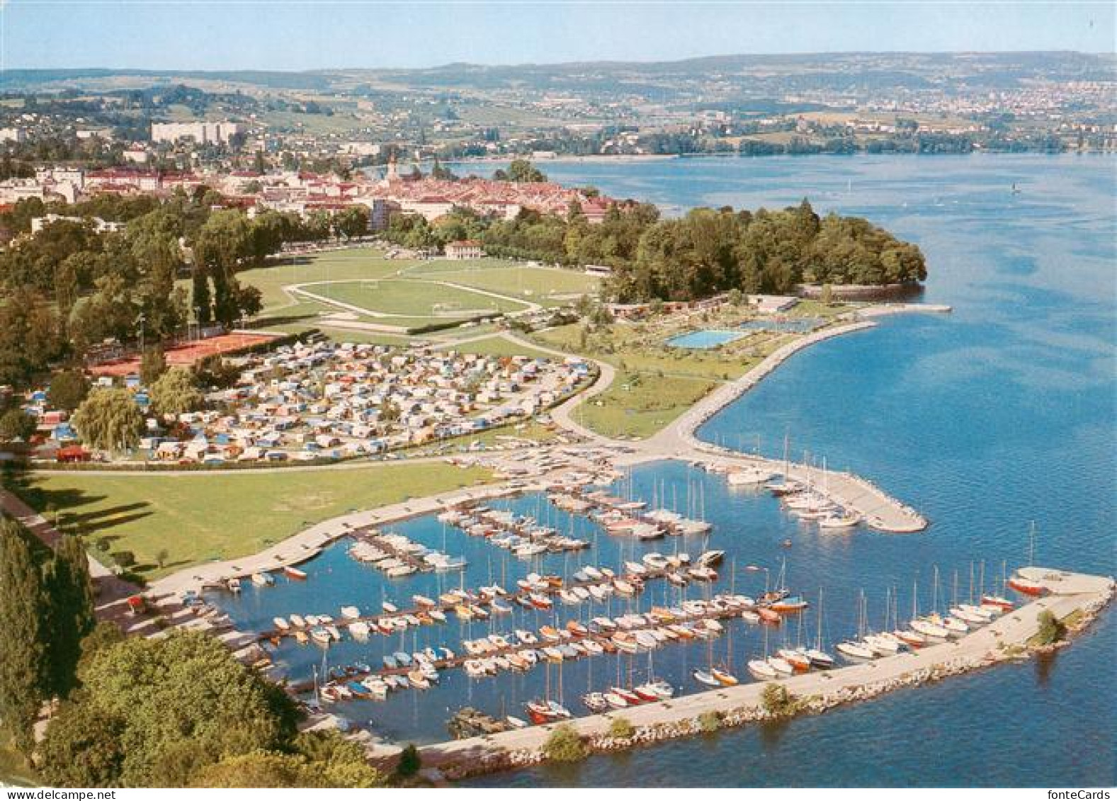 13945302 Morges_VD Camping TCS De Morges Au Bord Du Lac De Geneve Vue Aerienne - Autres & Non Classés