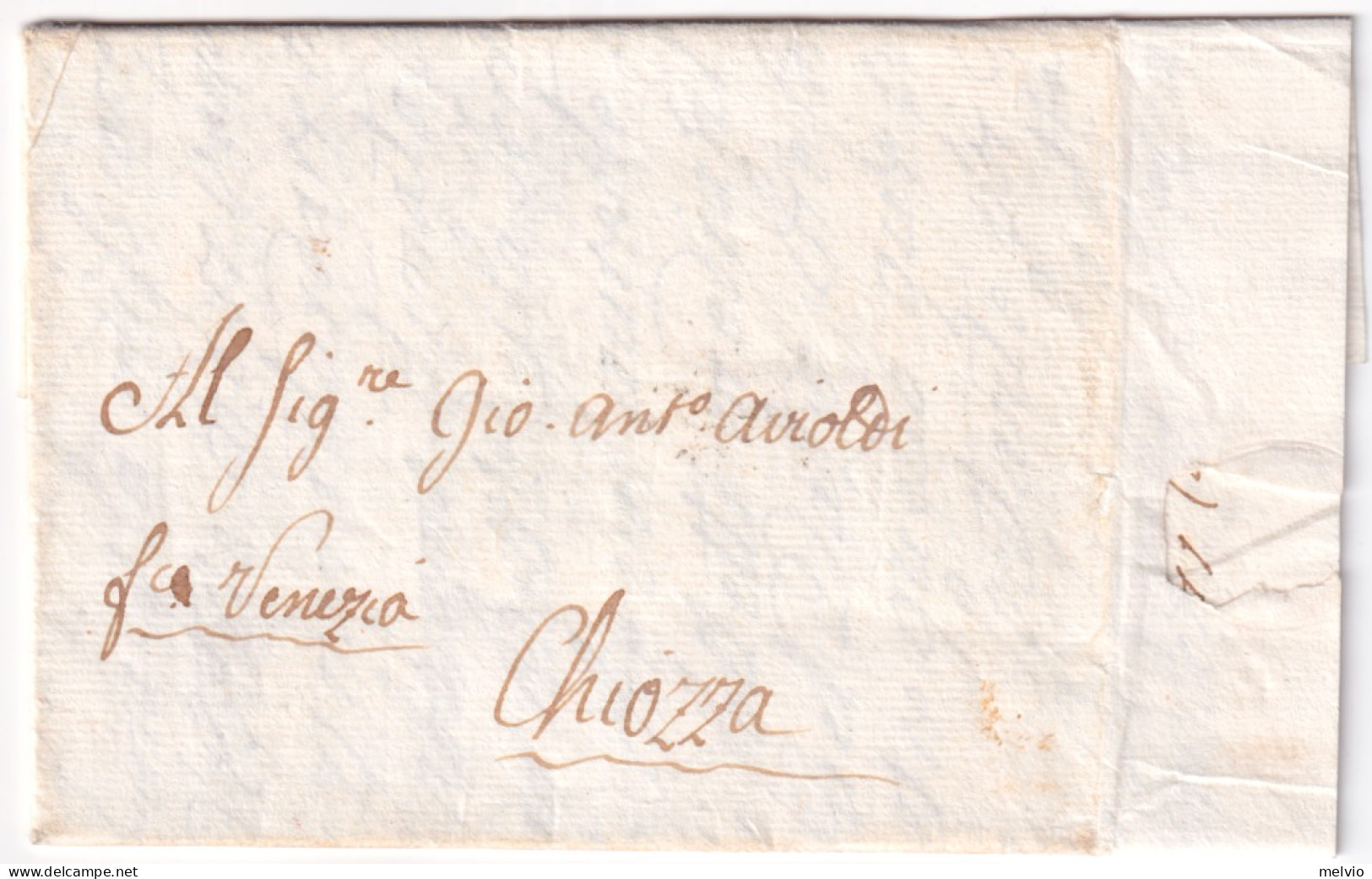 1786-Verona X Chioggia Lettera Completa Testo (maggio 1786) Timbro Al Verso - 1. ...-1850 Vorphilatelie
