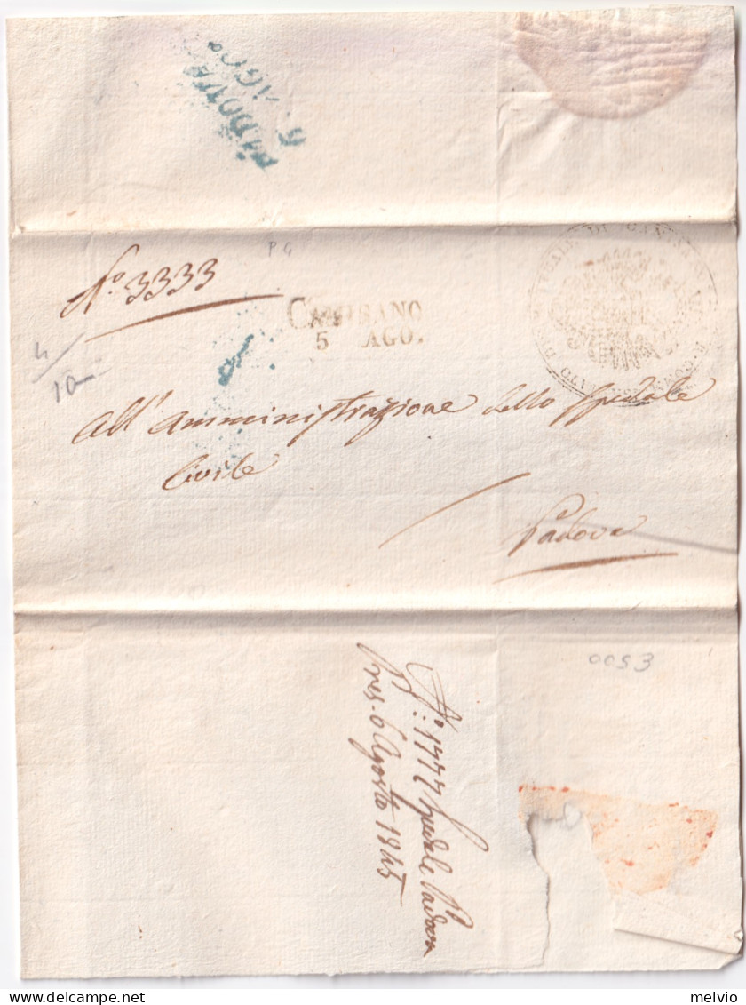 1845-LOMBARDO VENETO Camisano SD Su Soprascritta (5.8) - 1. ...-1850 Vorphilatelie