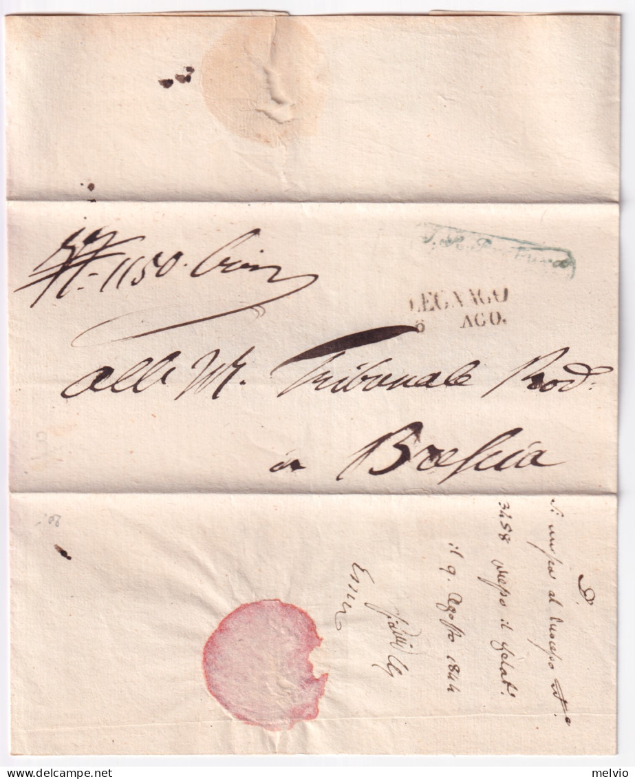 1844 LOMBARDO VENETO Legnago SD Su Soprascritta (6.8) - 1. ...-1850 Prephilately