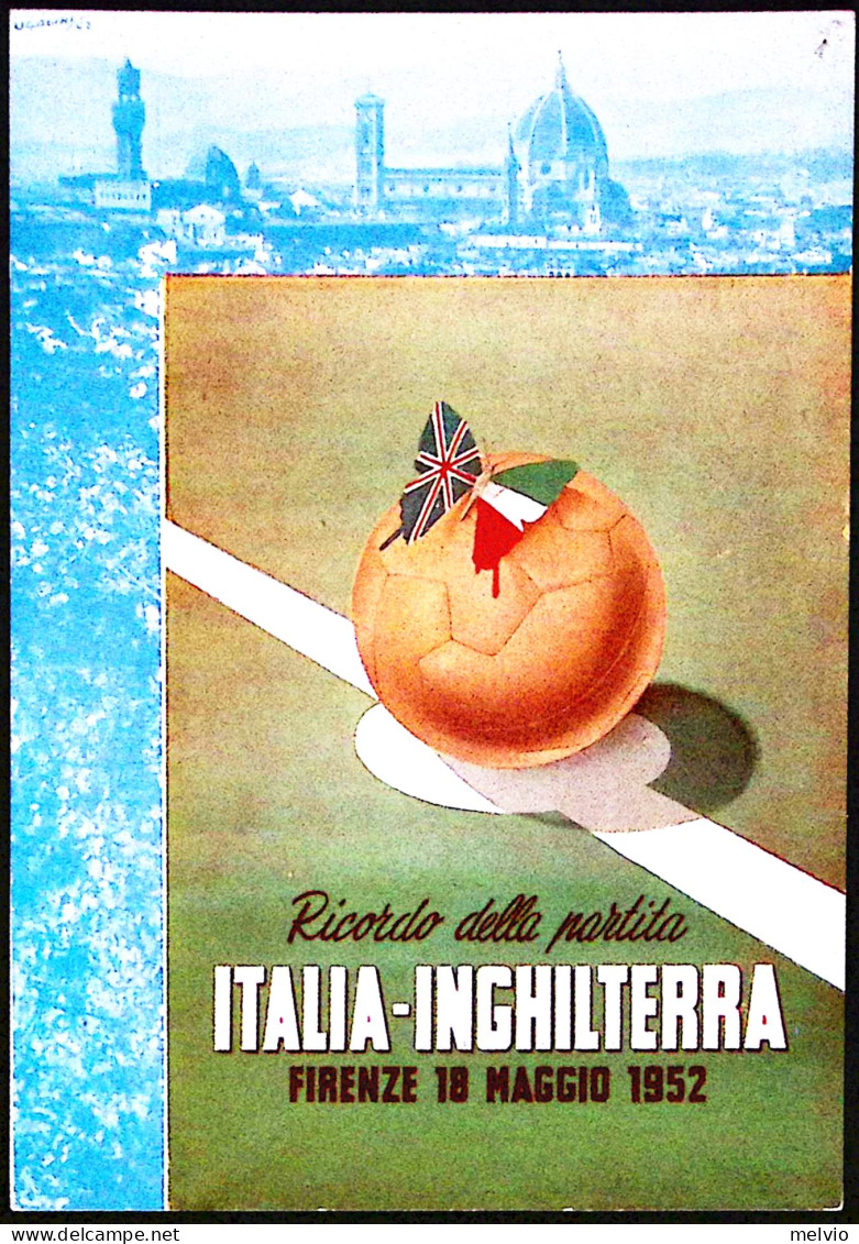 1952-FIRENZE ITALIA-INGHILTERRA, Cartolina Ricordo Della Partita, Non Viaggiata - Demonstrations