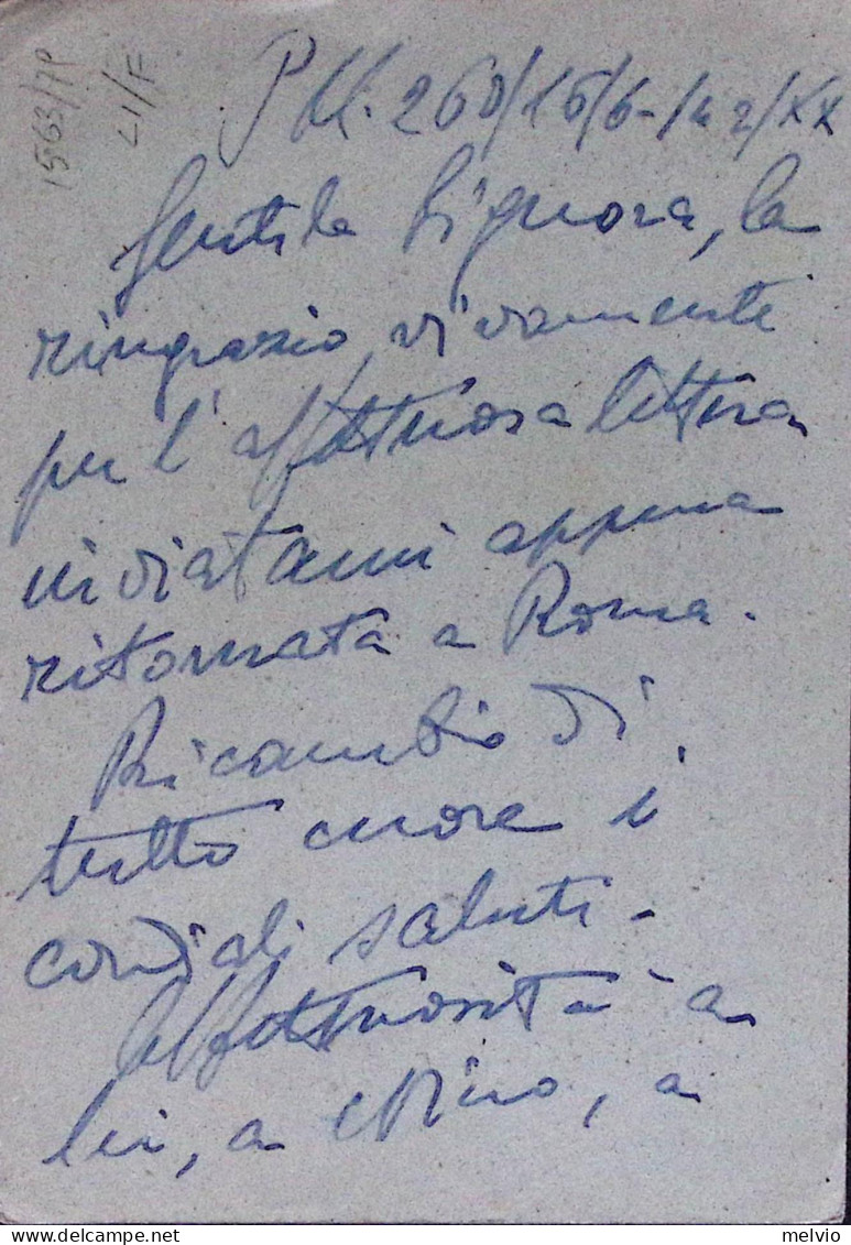 1942-53^ SEZIONE SANITA' Manoscritto Su Cartolina Franchigia, Posta Militare/n.  - Guerra 1939-45