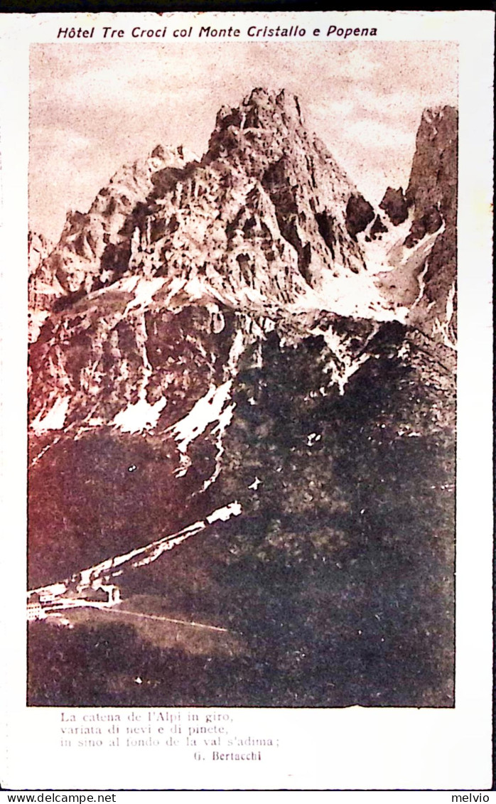 1918-HOTEL TRE CROCI Monte Cristallo Viaggiata.Posta Militare/97 C.2 (22.6) - Weltkrieg 1914-18