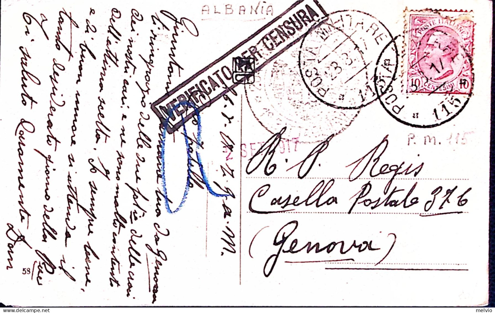 1917-Posta Militare/115 C.2 (23.8) Su Cartolina Illustrata (La Triplice Intesa.  - Weltkrieg 1914-18