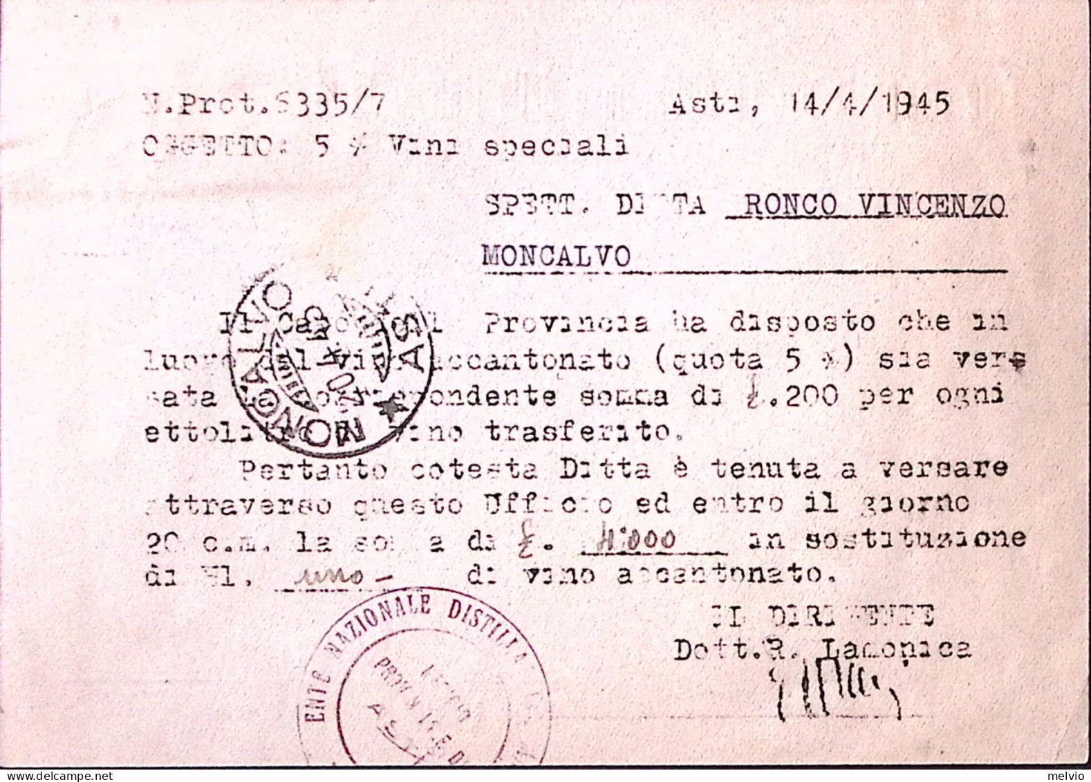 1945-Monumenti Coppia Lire 1 (509) Su Cartolina Raccomandata Asti (16.4) - Poststempel