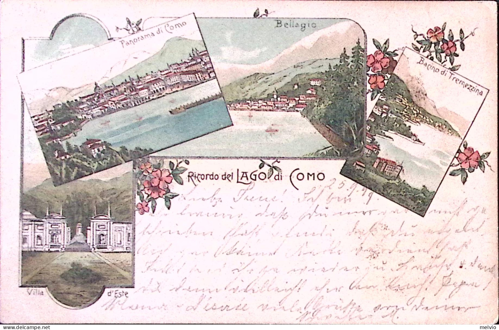 1897-COMO/A/P.ZZA CAVOUR Ann. Esagonale Collettoria (25.9)) Su Cartolina Con 4 B - Como