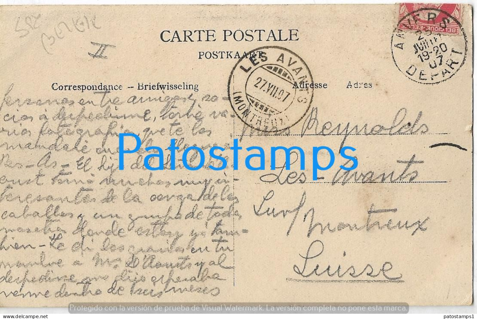 227623 BELGIUM ANVERS COSTUMES NATIONAL HOLIDAY 1907 CIRCULATED TO SWITZERLAND  POSTAL POSTCARD - Autres & Non Classés