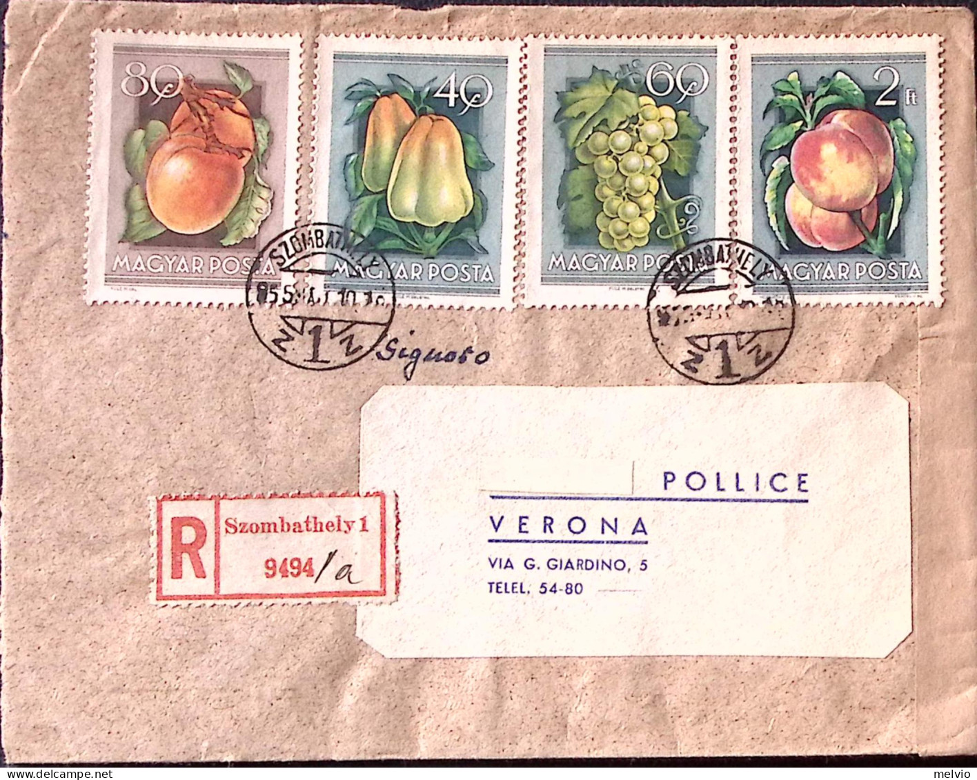 1955-Ungheria Fiera Agricoltura Fi. 40,60,80 E Fo. 2 Su Raccomandata Per L'Itali - Marcofilie