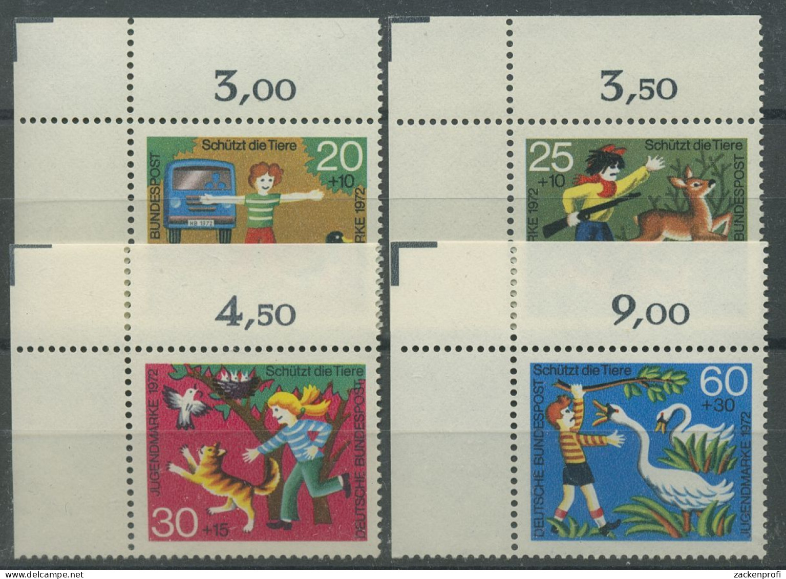 Bund 1972 Jugend: Tierschutz 711/14 Ecke 1 Oben Links Postfrisch (E273) - Neufs