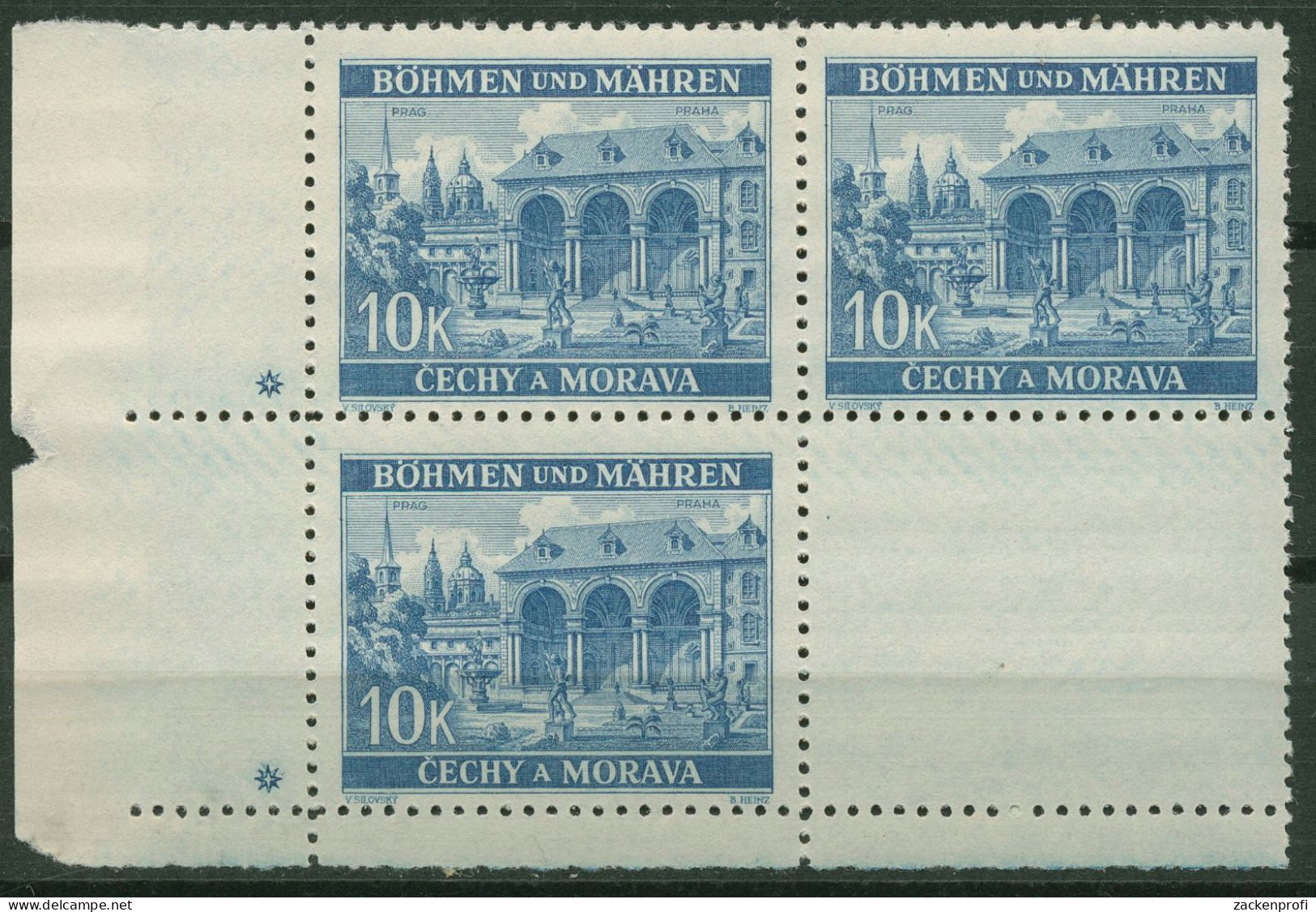 Böhmen & Mähren 1940 ZD Mit Leerfeld Ecke 60 VBE-3 Postfrisch, Kreuz Im Stern - Unused Stamps