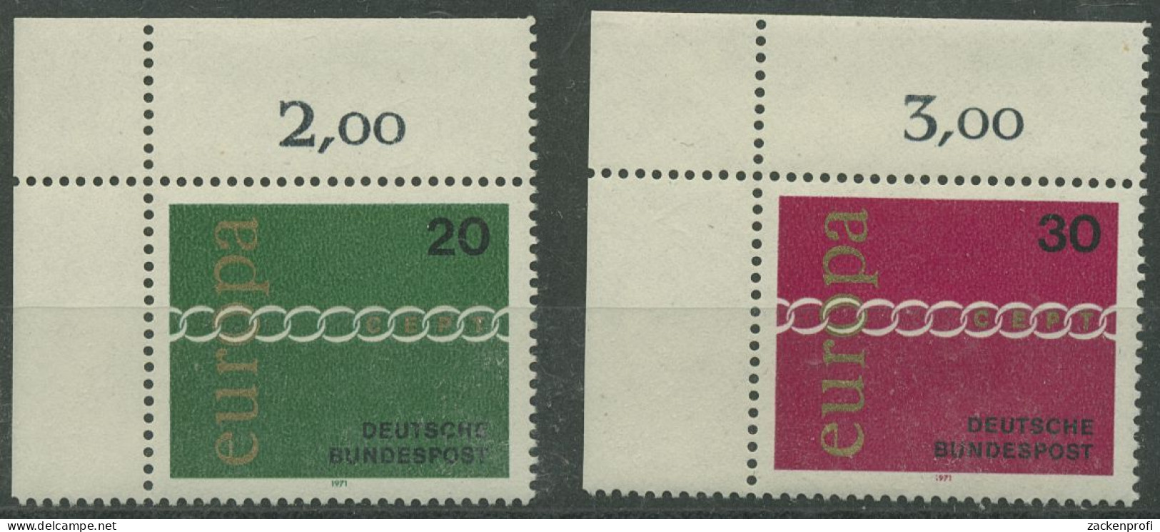 Bund 1971 EUROPA CEPT 675/76 Ecke 1 Oben Links Postfrisch (E249) - Neufs