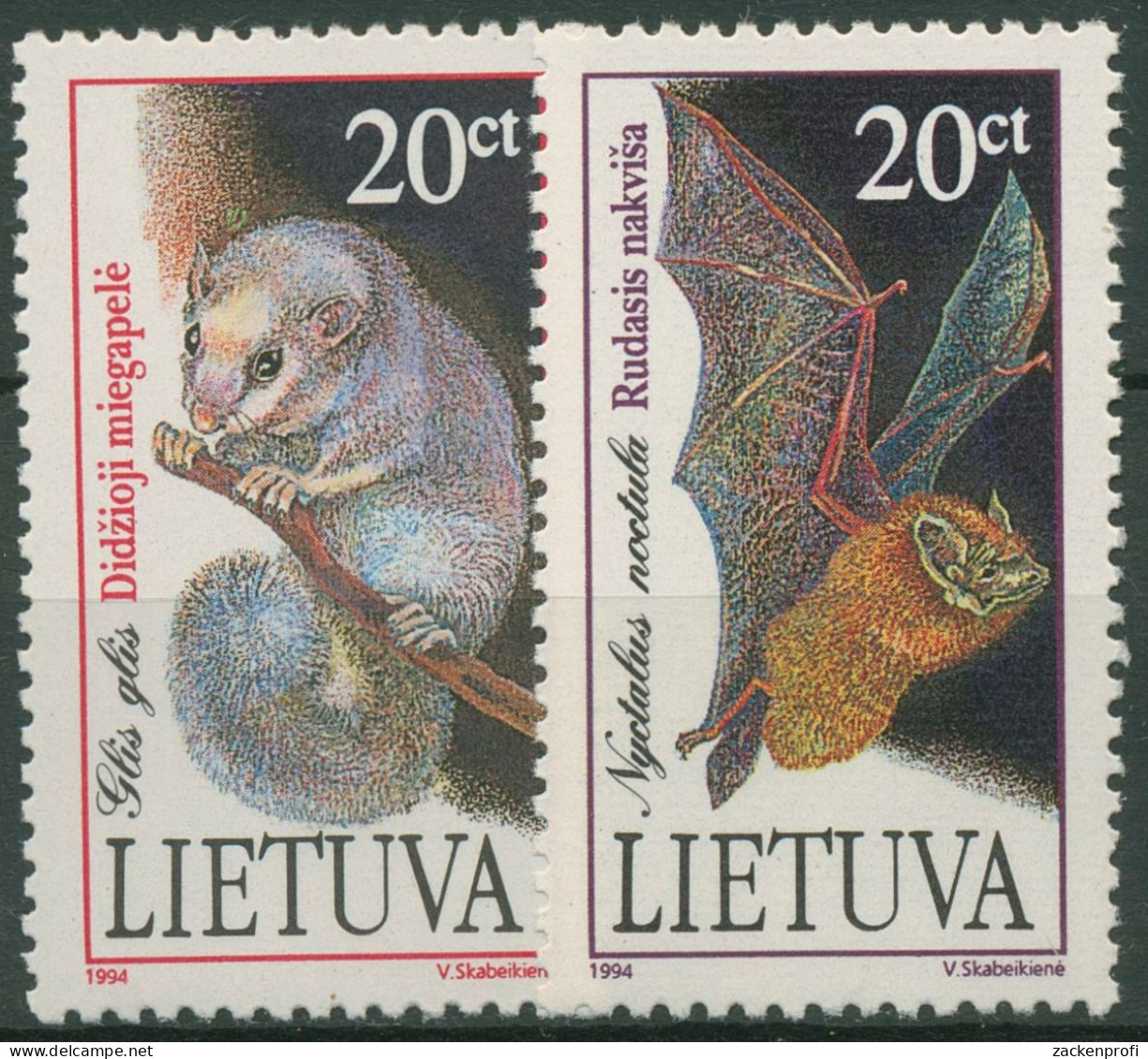Litauen 1994 Rotes Buch Gefährdete Tiere Siebenschläfer 566/67 Postfrisch - Lithuania