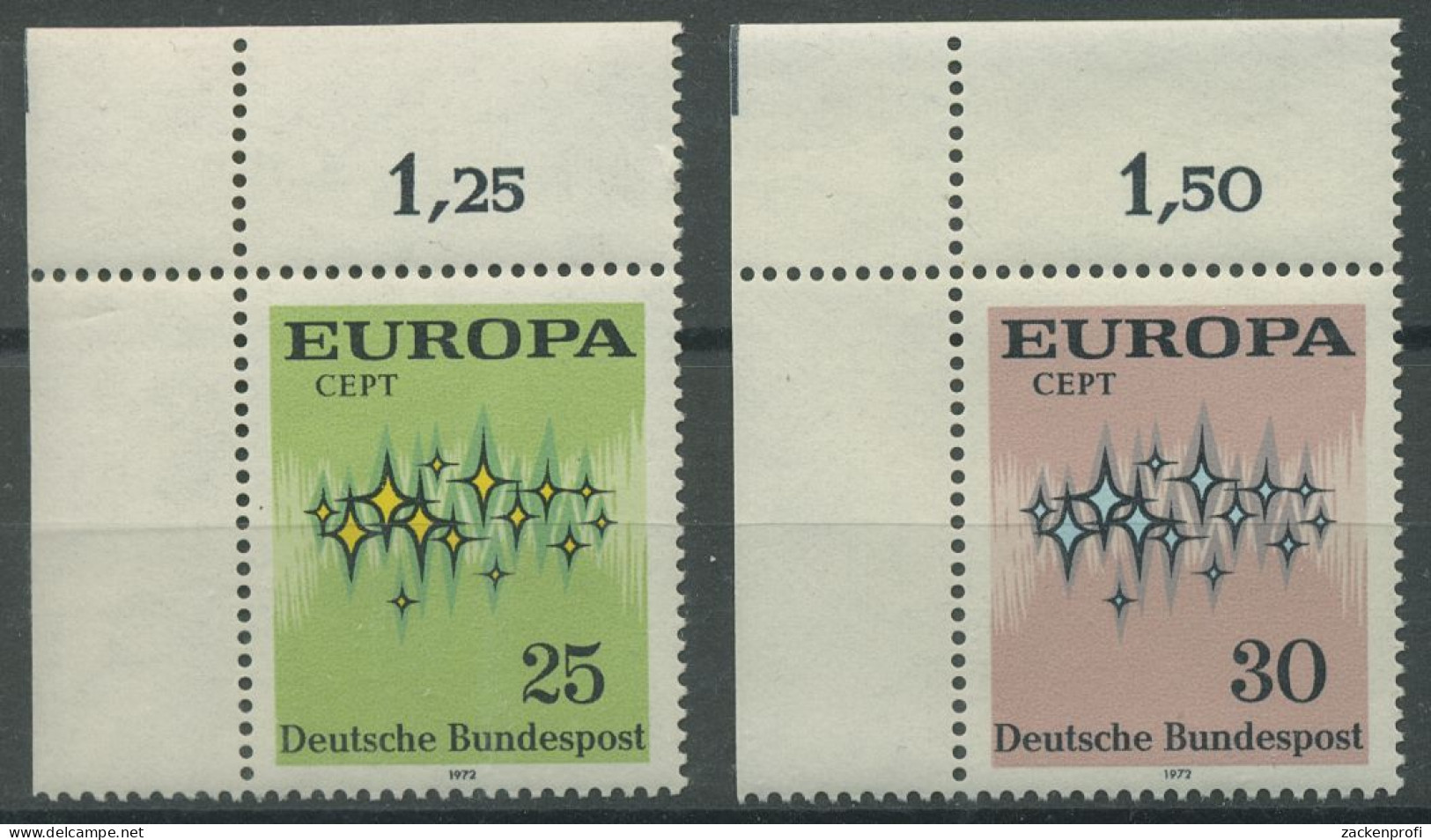 Bund 1972 Europa CEPT 716/17 Ecke 1 Oben Links Postfrisch (E278) - Ungebraucht