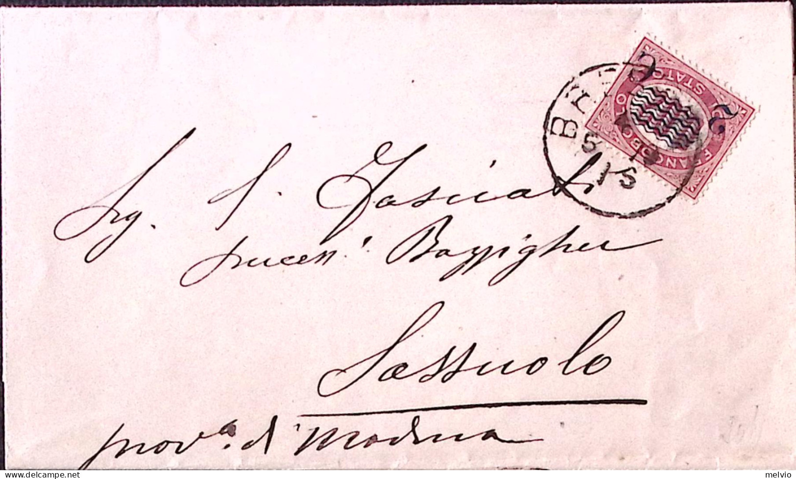 1879-FRANCOBOLLO SERVIZIO Sopr. C.2/0,02 (29) Isolato Su Piego - Storia Postale