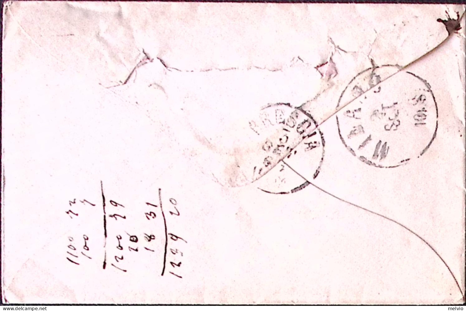 1866-FERRO CAVALLO C.20/15 III^tipo (25) Isolato Su Busta Menaggio (2.9) - Storia Postale