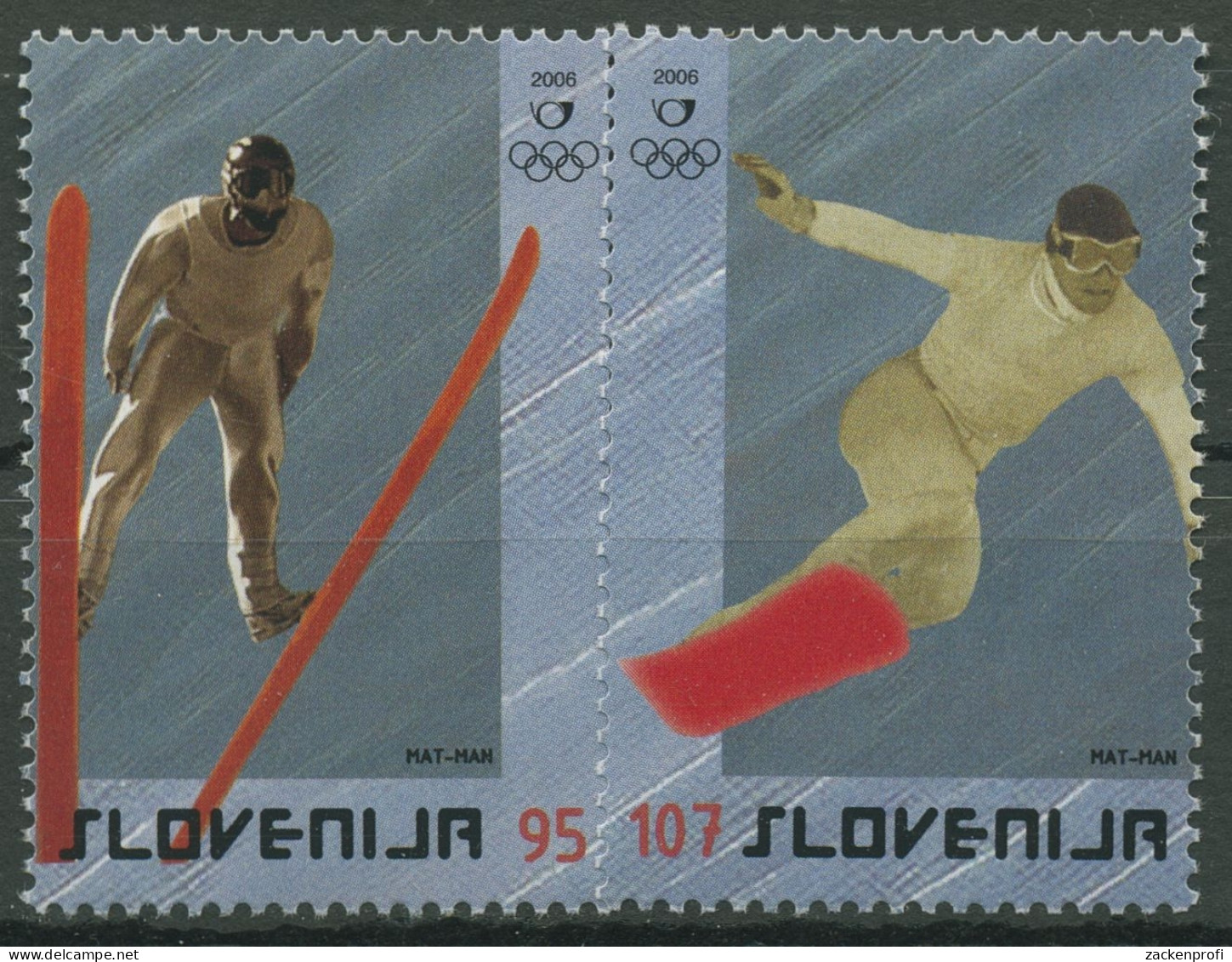 Slowenien 2006 Olympia Winterspiele Turin Skispringen 574/75 Postfrisch - Slovénie