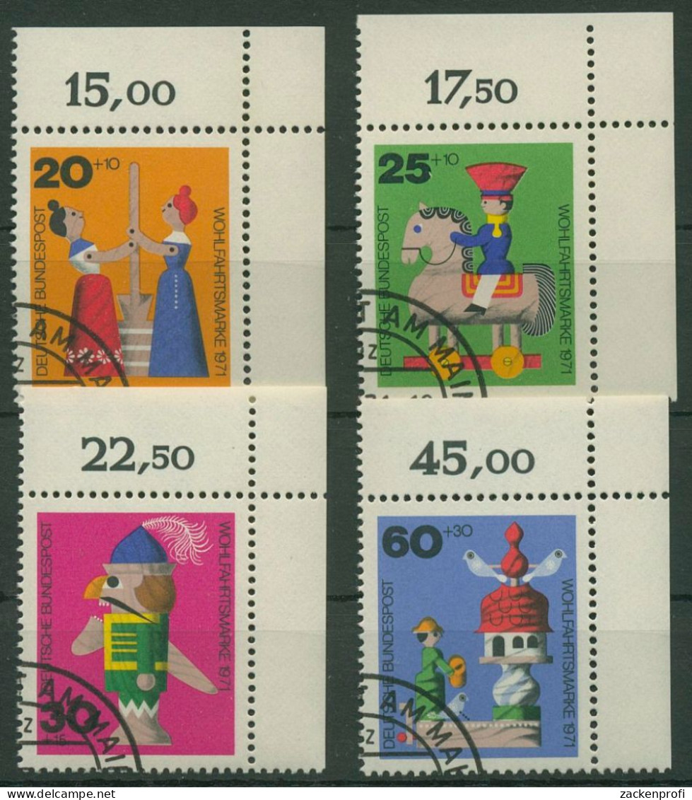 Bund 1971 Wohlfahrt: Holzspielzeug 705/08 Ecke 2 Oben Rechts Gestempelt (E928) - Used Stamps