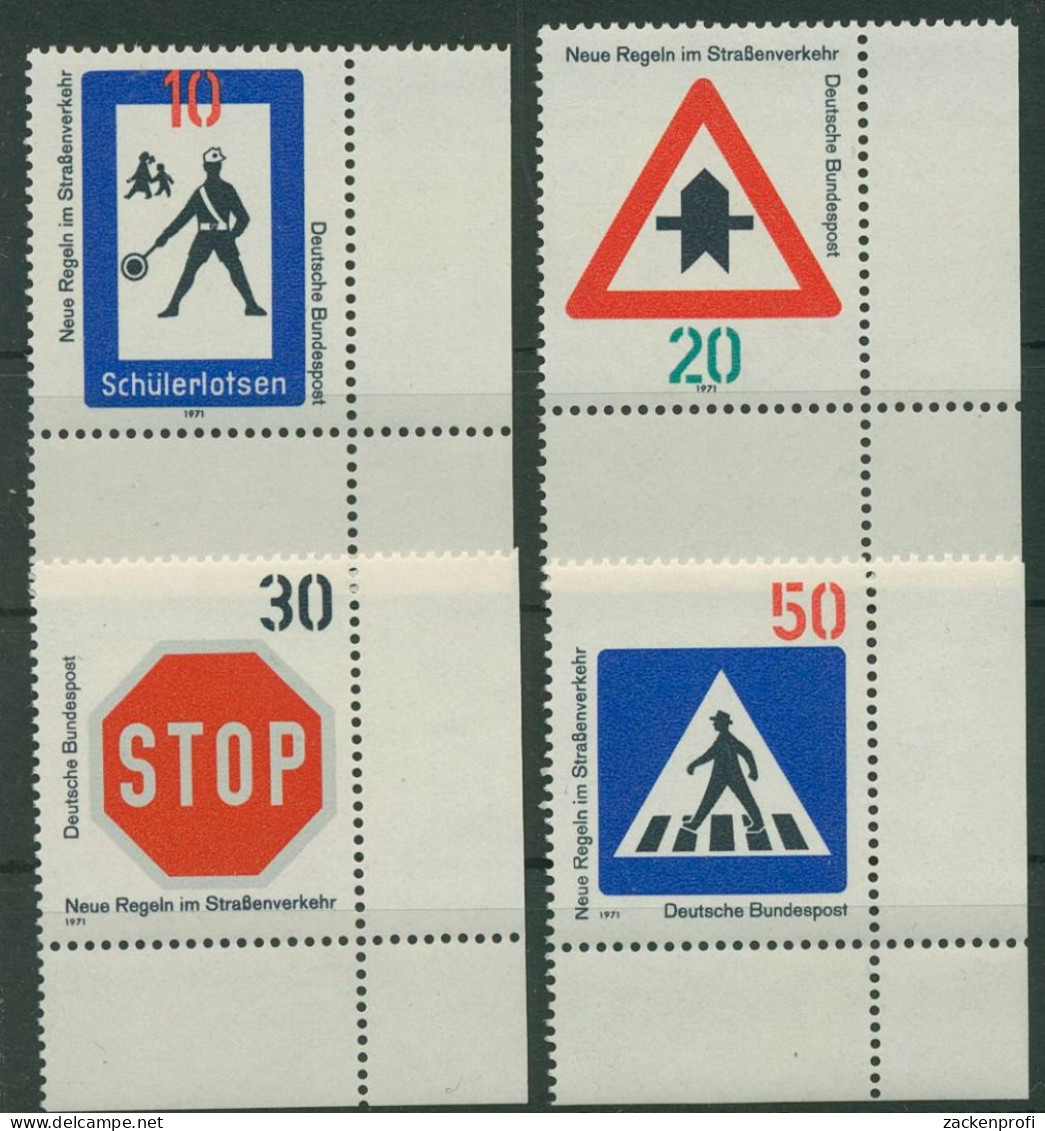 Bund 1971 Regeln Im Straßenverkehr 665/68 Ecke 4 Unten Rechts Postfrisch (E919) - Ungebraucht