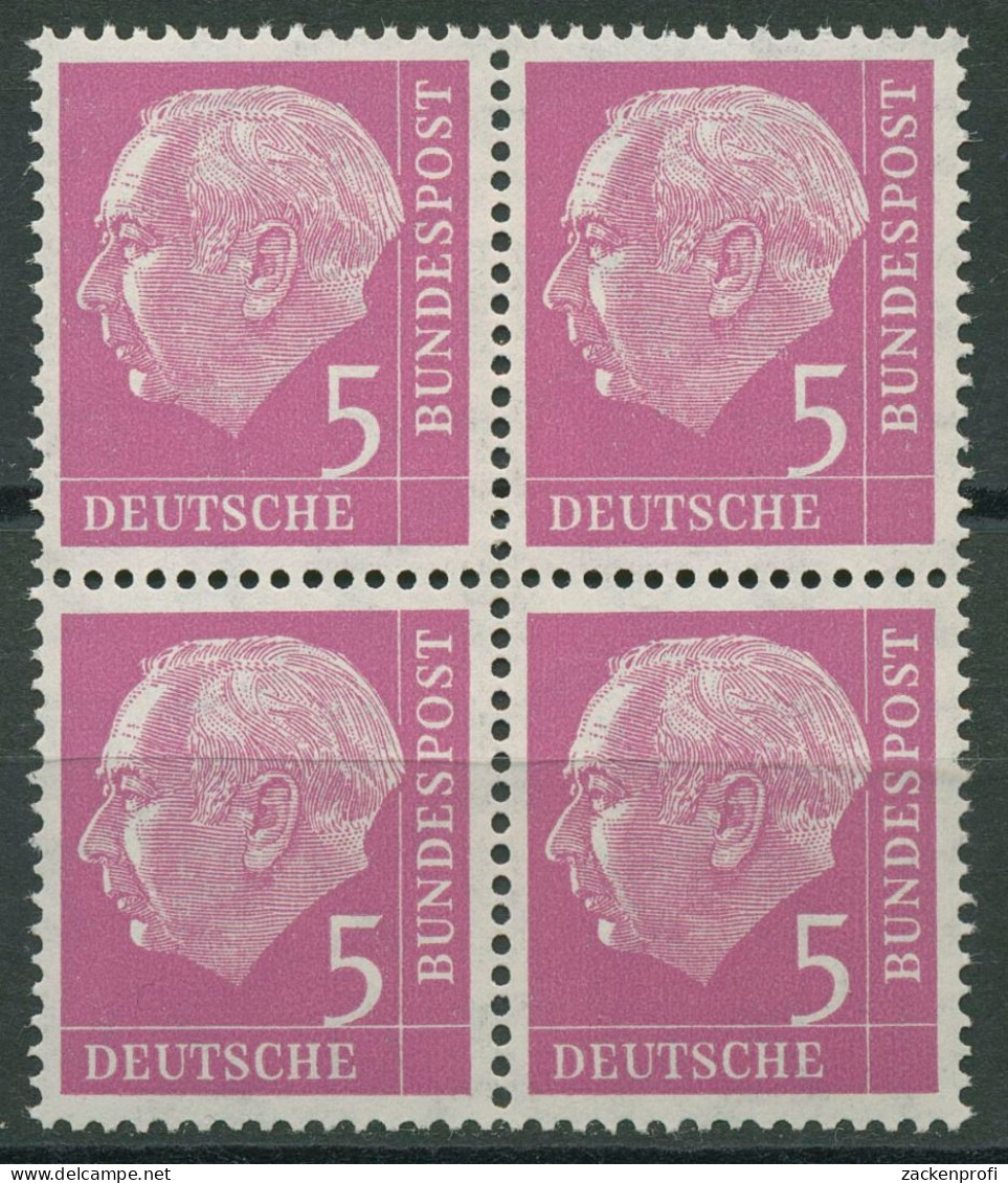 Bund 1954 Th. Heuss I Bogenmarken 179 X Wv 4er-Block Postfrisch - Unused Stamps