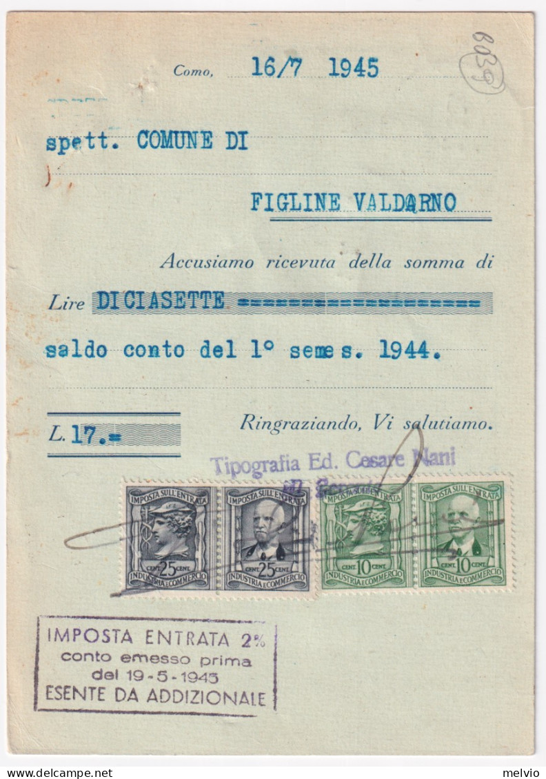 1945-Imperiale Senza Filigrana Coppia C.35 + Imperiale Senza Fasci C.50 (527+538 - Storia Postale