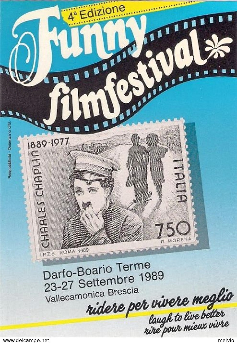 1989-BOARIO TERME 4^ FUNNY FILM FESTIVAL I Quattro Annulli Speciali Su 4 Cartoli - 1981-90: Marcophilia