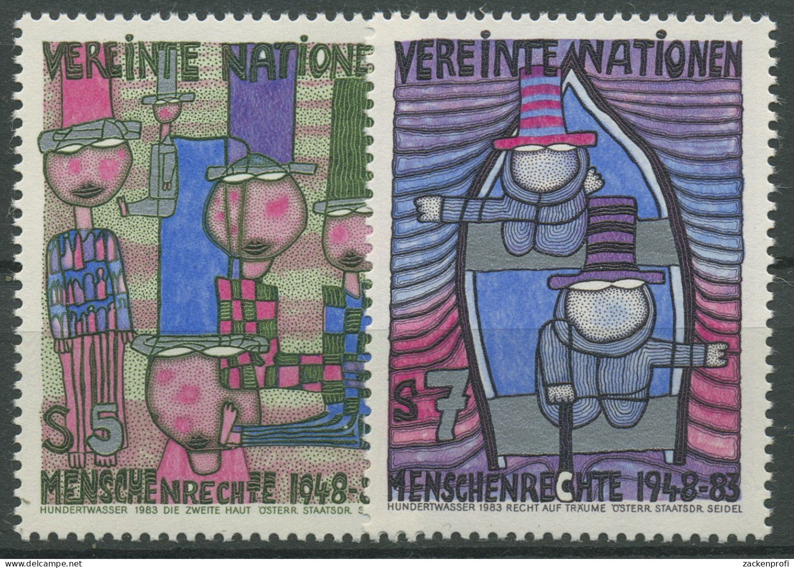 UNO Wien 1983 Menschenrechte Friedensreich Hunderwasser Gemälde 36/37 Postfrisch - Unused Stamps