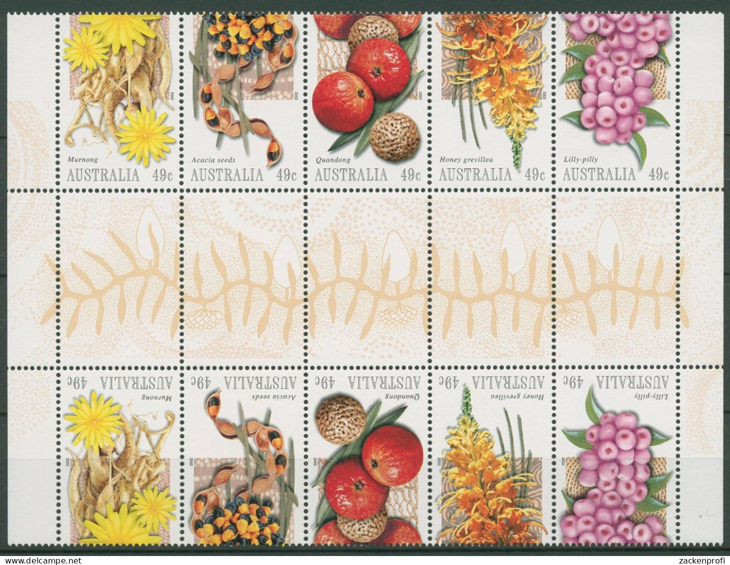 Australien 2002 Buschfrüchte 2159/63 Kehrdruck-ZD ZS Postfrisch (C40381) - Mint Stamps