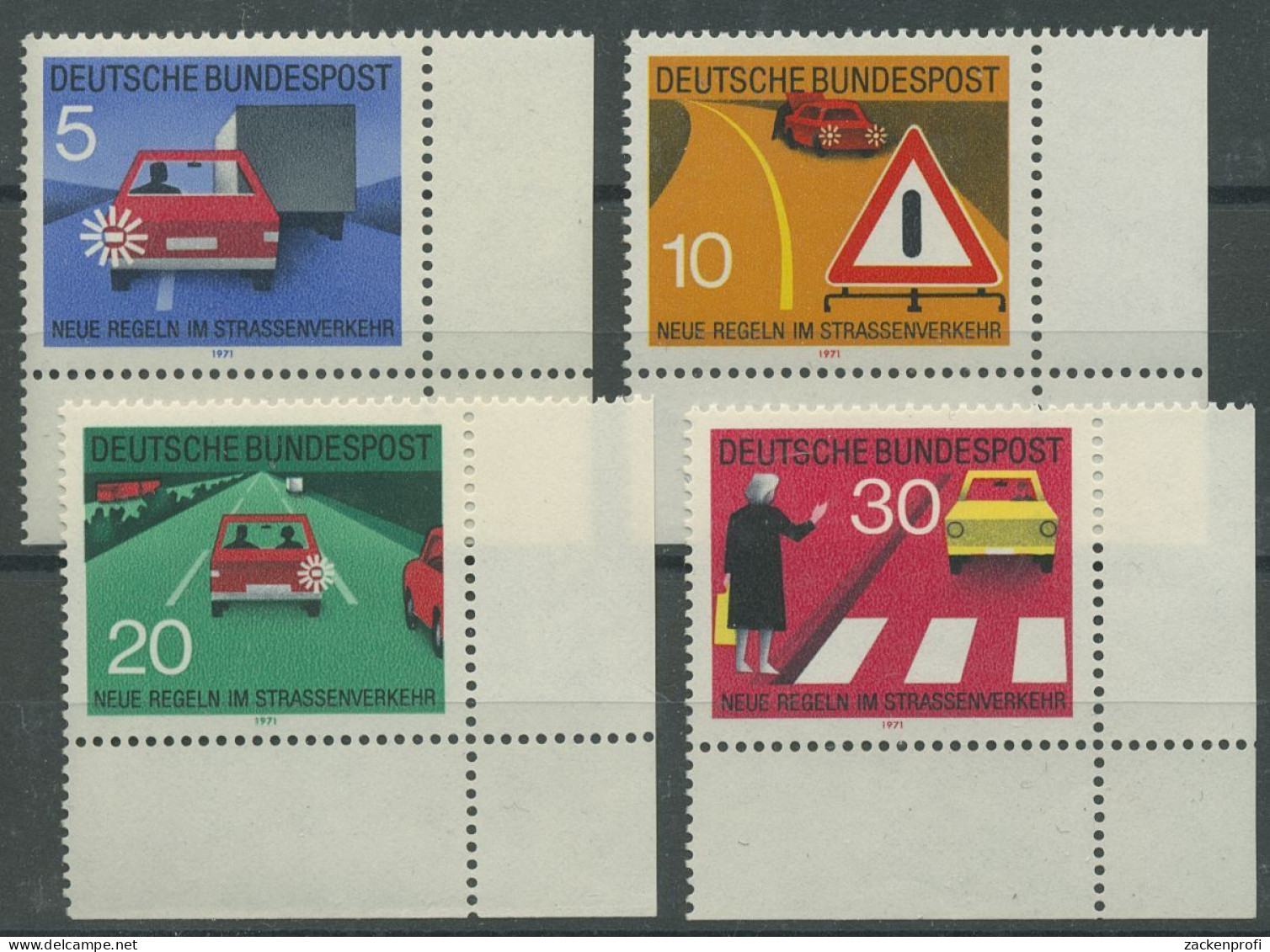 Bund 1971 Regeln Im Straßenverkehr 670/73 Ecke 4 Unten Rechts Postfrisch (E246) - Unused Stamps