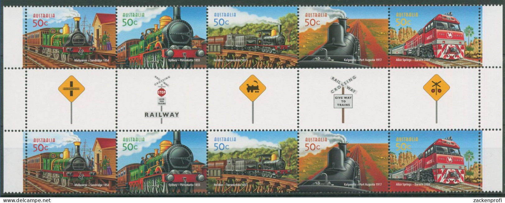 Australien 2004 150 J. Eisenbahn In Australien 2356/60 ZD ZS Postfrisch (C40375) - Mint Stamps